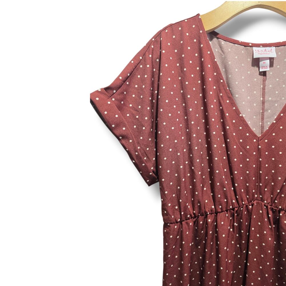 Isabel By Ingrid & Isabel Maternity Women's Rust Polka Dot V-Neck Dress - Picture 3 of 7